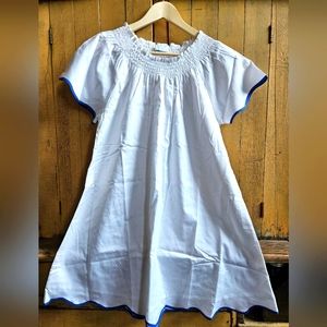 White Nightgown with Blue Trim